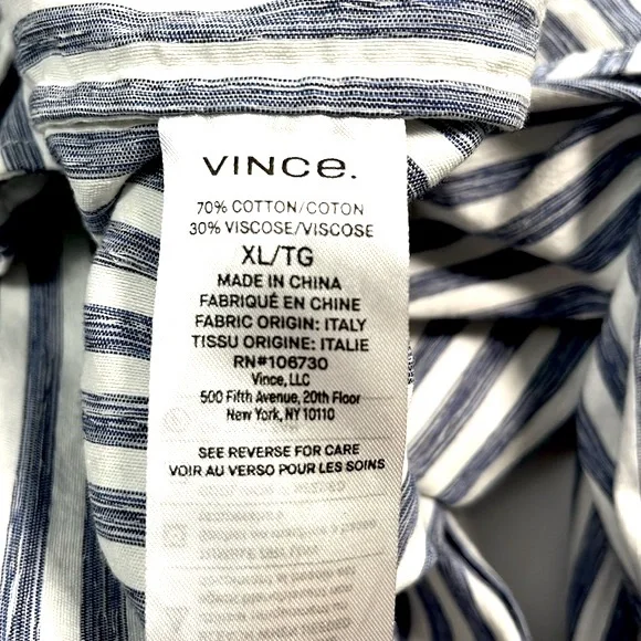 Vince Striped Belted Midi Shirt Dress, Blue/White, XL - Picture 13 of 13